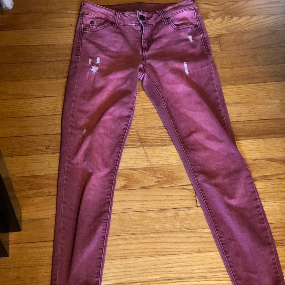 Pink Skinny Jeans: Mid Rise